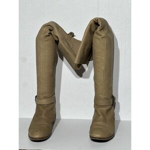 Zara‎ Size 10 Knee High Boots Tan Buckle Strap Equestrian Style